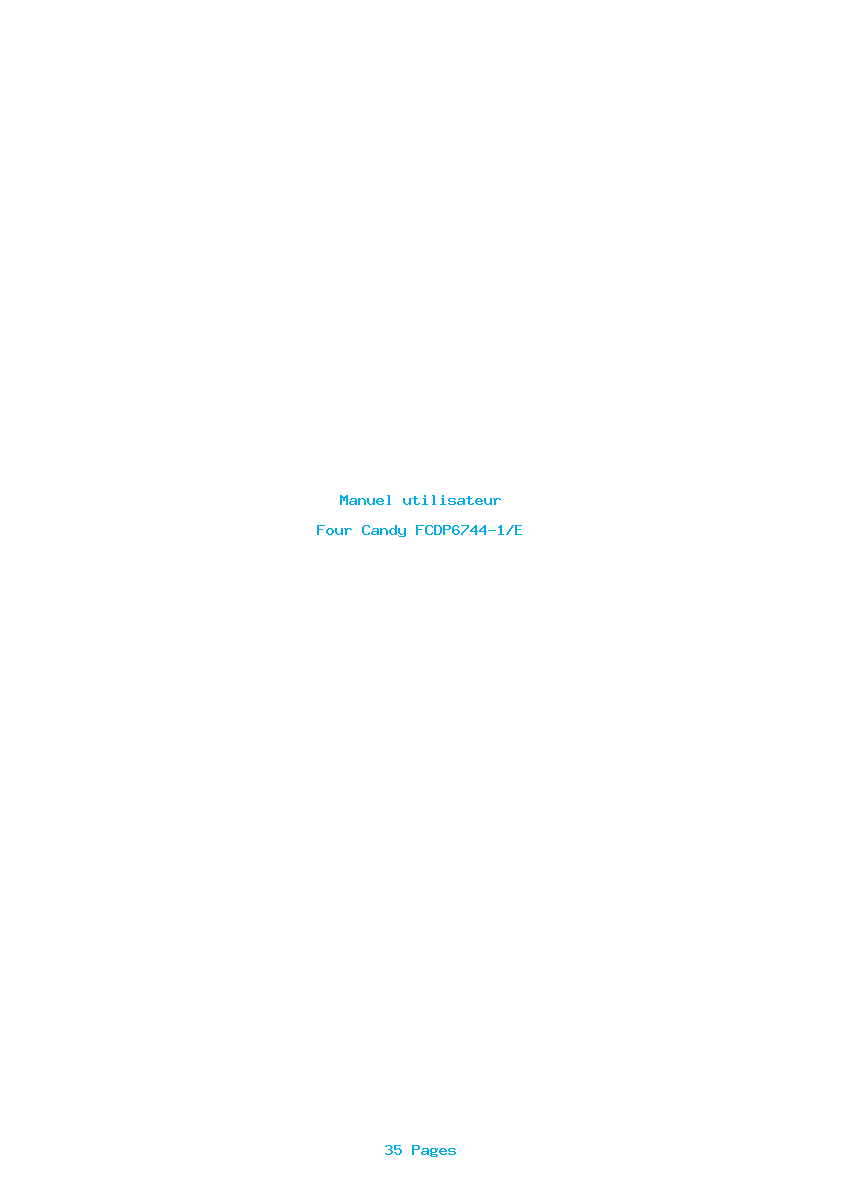 Page 1 de la notice Manuel utilisateur Candy FCDP6744-1/E