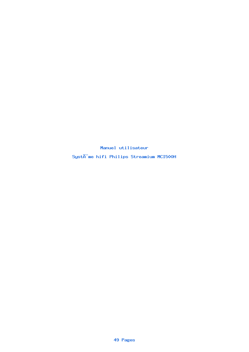 Page 1 de la notice Manuel utilisateur Philips Streamium MCI500H