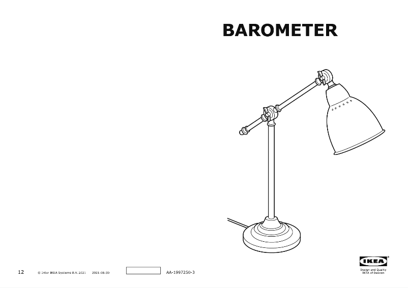 Page 1 de la notice Manuel utilisateur Ikea BAROMETER 403.580.40
