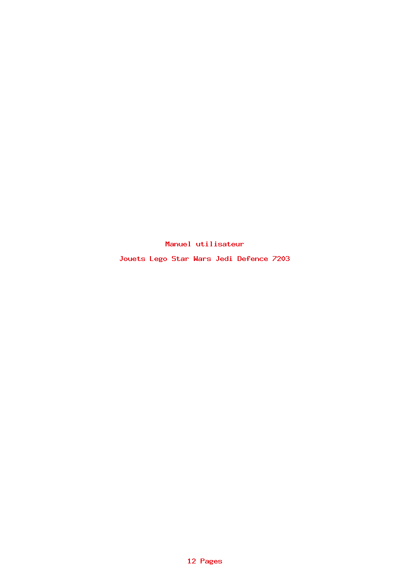 Page 1 de la notice Manuel utilisateur Lego Star Wars Jedi Defence 7203