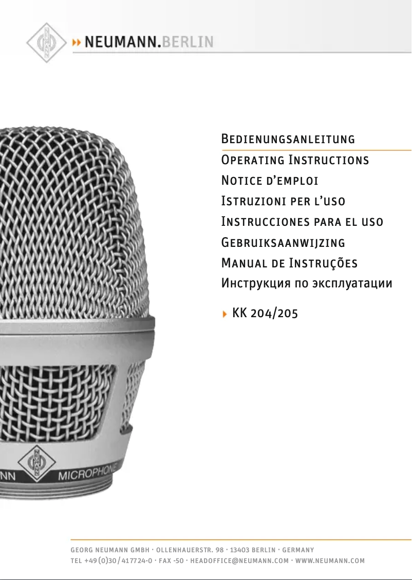 Page 1 de la notice Manuel utilisateur Neumann KK 204