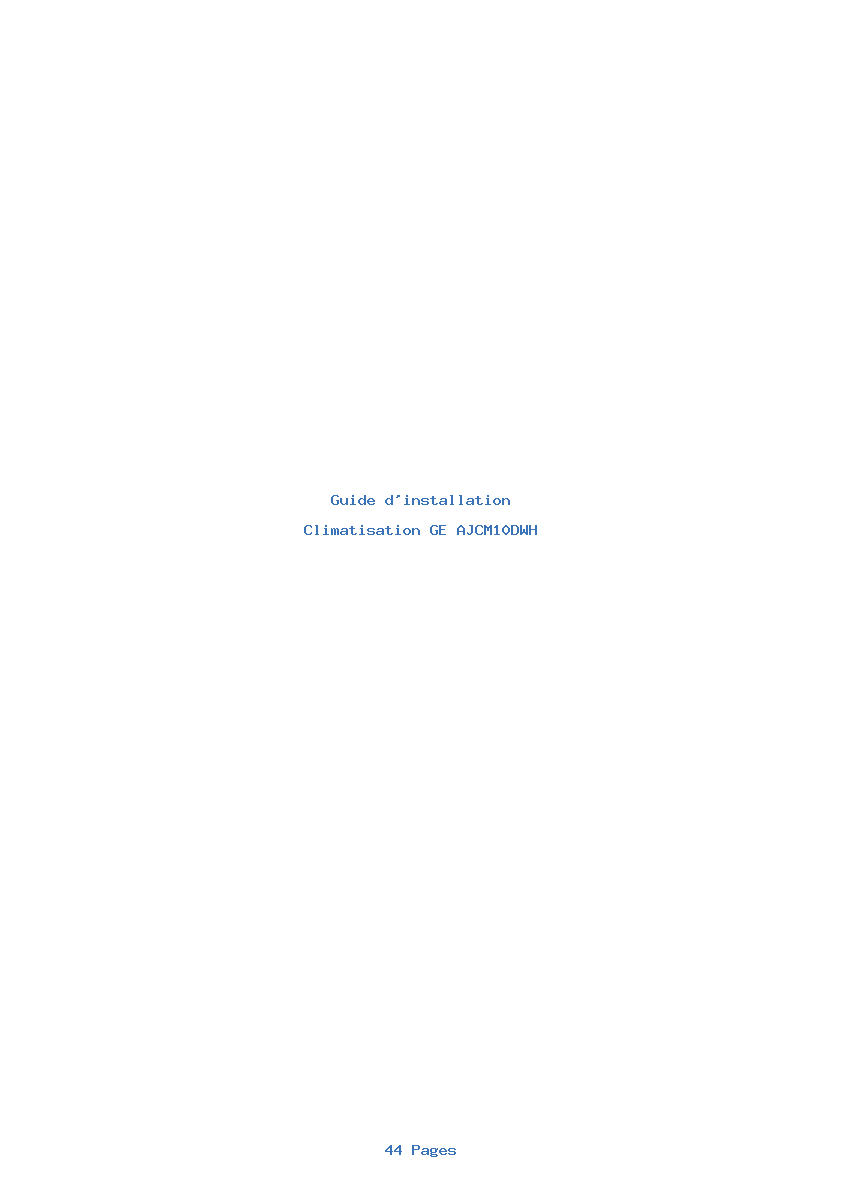 Page 1 de la notice Guide d'installation GE AJCM10DWH