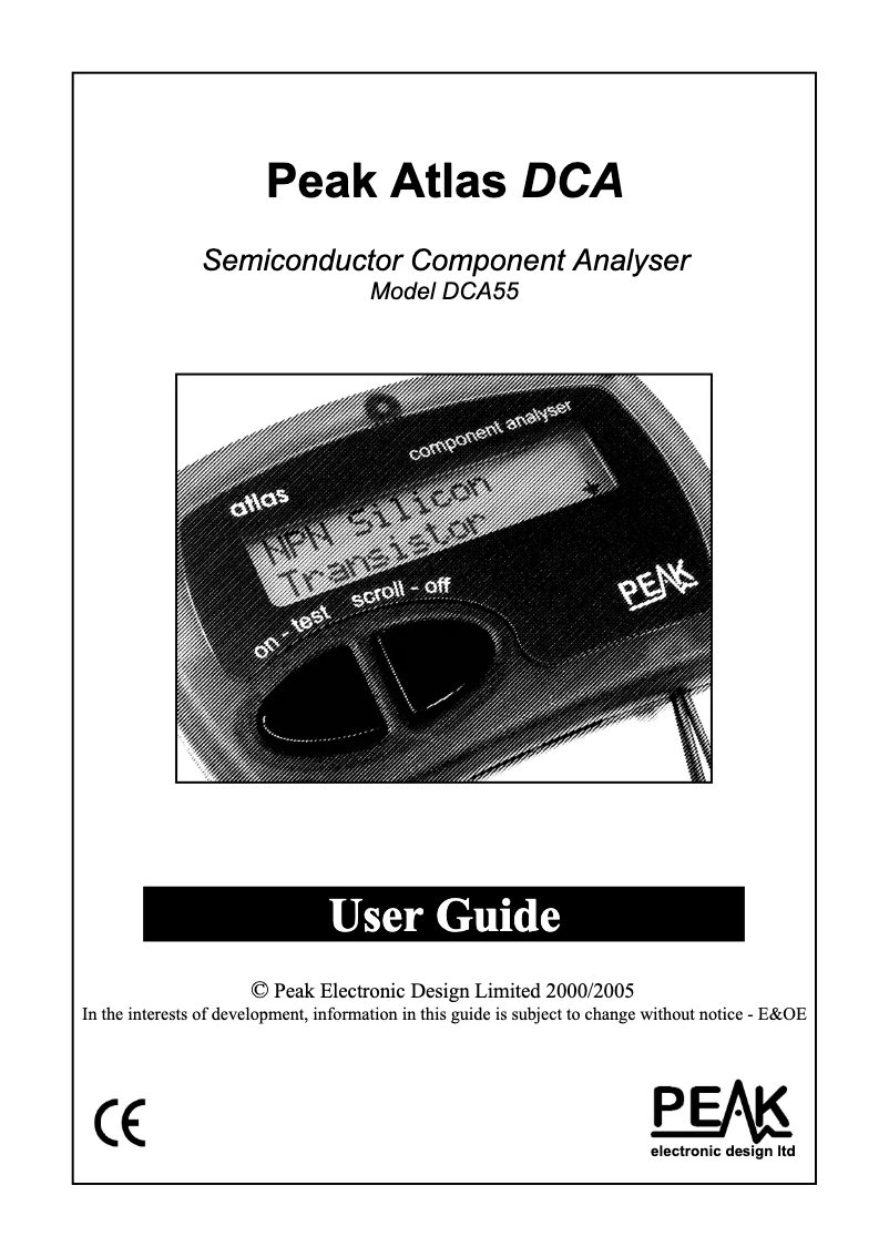 Page 1 de la notice Manuel utilisateur Peak DCA55