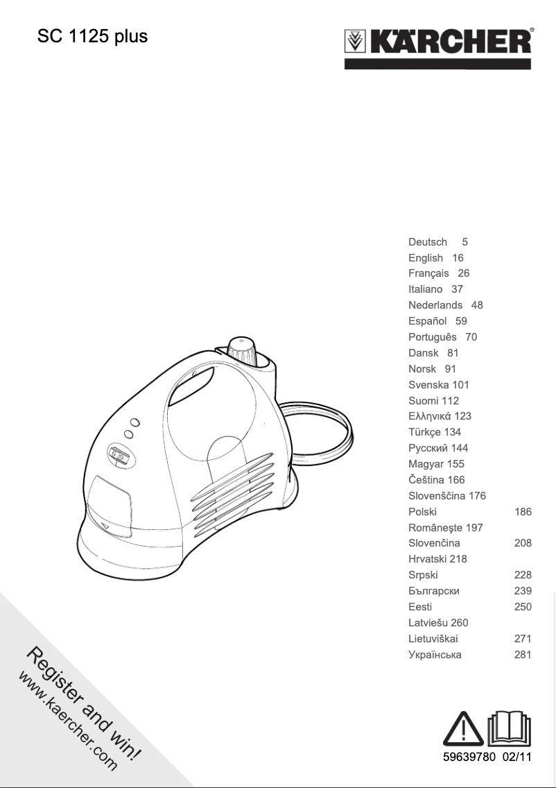 Page 1 de la notice Manuel utilisateur Kärcher SC 1125 Plus