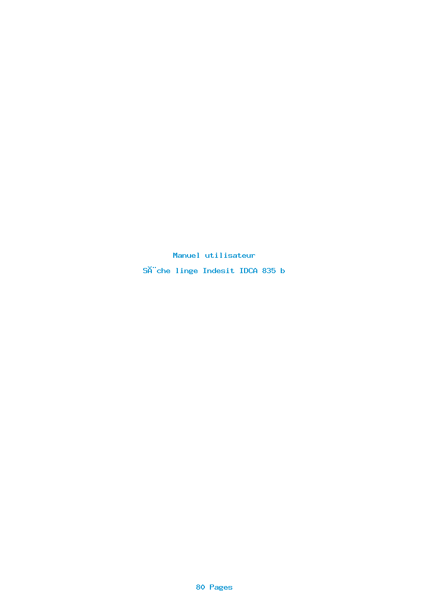 Page 1 de la notice Manuel utilisateur Indesit IDCA 835 b