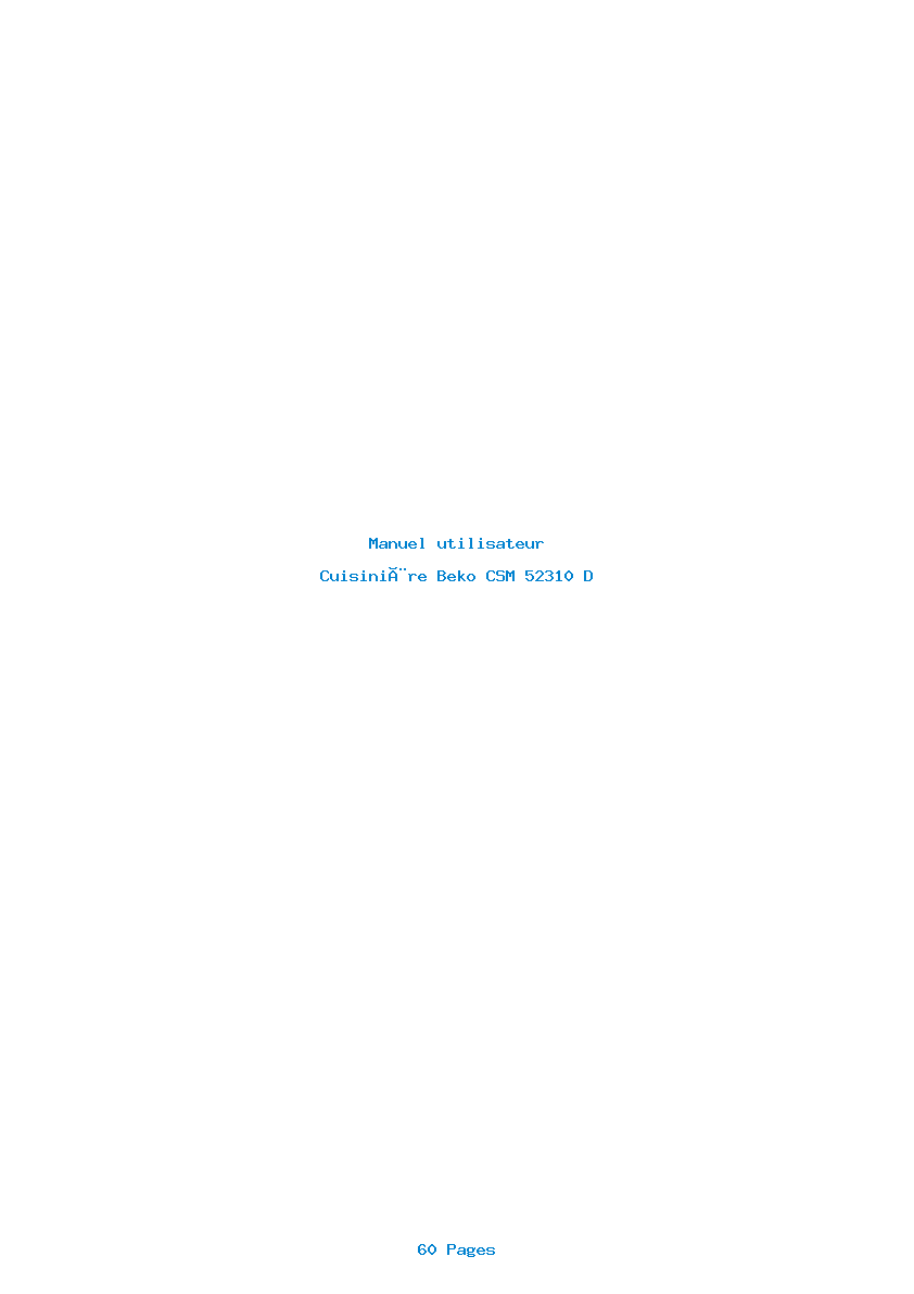 Page 1 de la notice Manuel utilisateur Beko CSM 52310 D