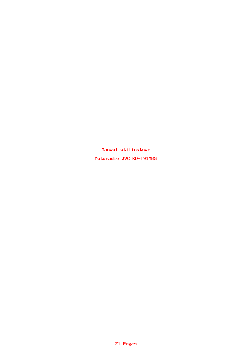 Page 1 de la notice Manuel utilisateur JVC KD-T91MBS