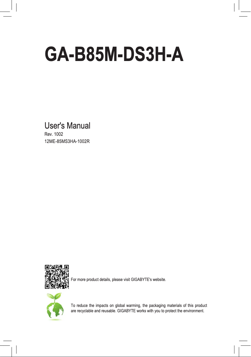 Página 1 del manual Manual de usuario Gigabyte GA-B85M-DS3H-A