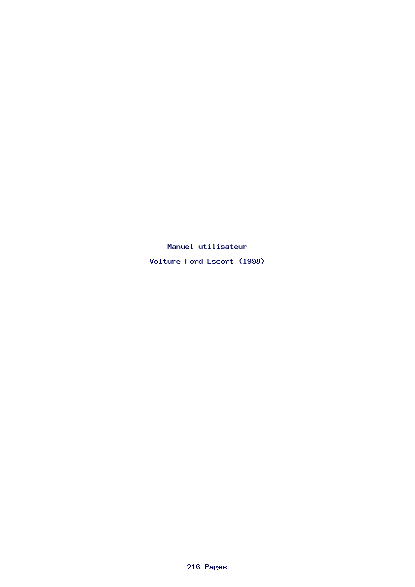 Page 1 de la notice Manuel utilisateur Ford Escort (1998)