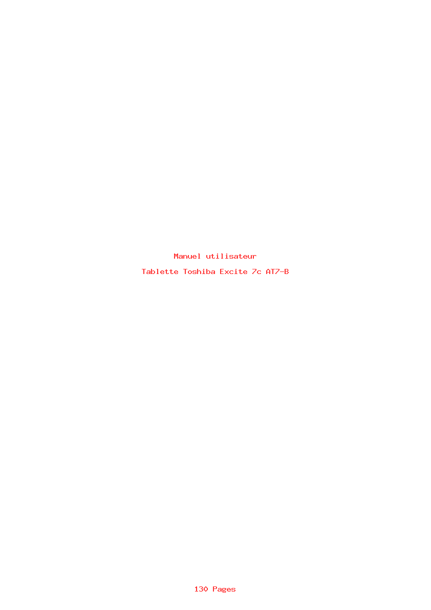 Page 1 de la notice Manuel utilisateur Toshiba Excite 7c AT7-B