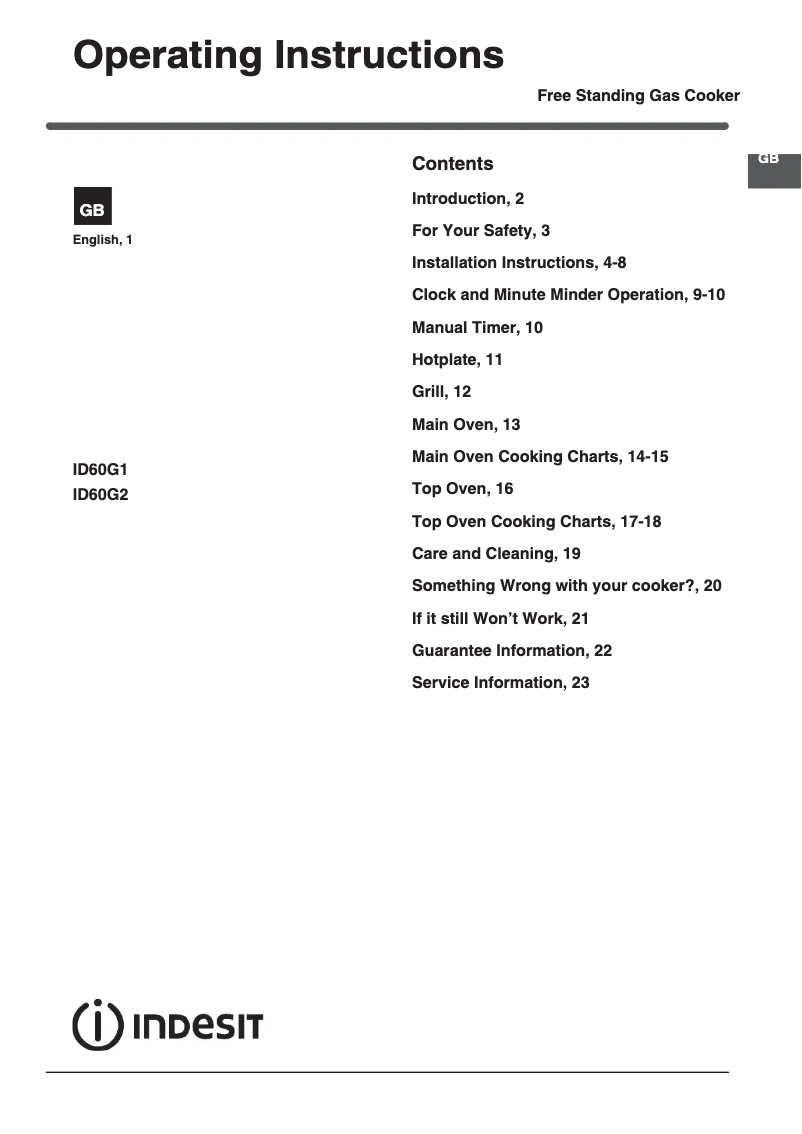 Image de la première page du manuel de l'appareil ID60G2