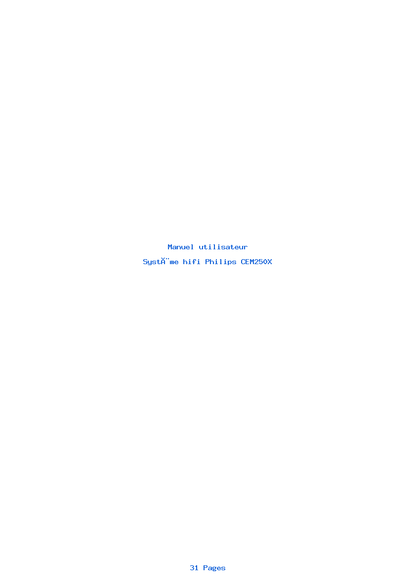 Page 1 de la notice Manuel utilisateur Philips CEM250X