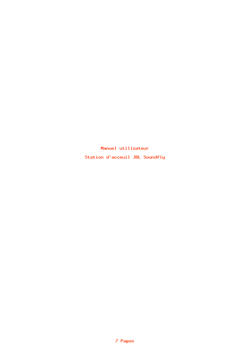 Page 1 de la notice Manuel utilisateur JBL Soundfly