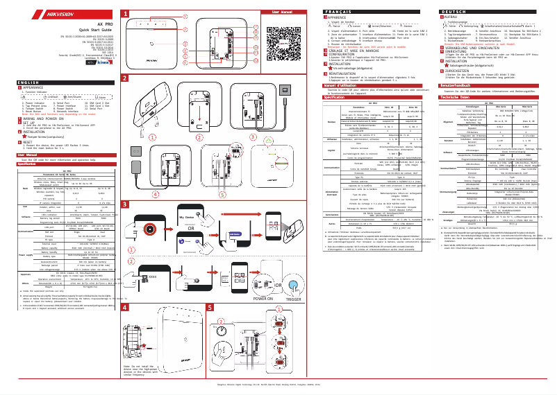 Page 1 de la notice Guide de démarrage rapide Hikvision DS-PWA96-Kit-WE