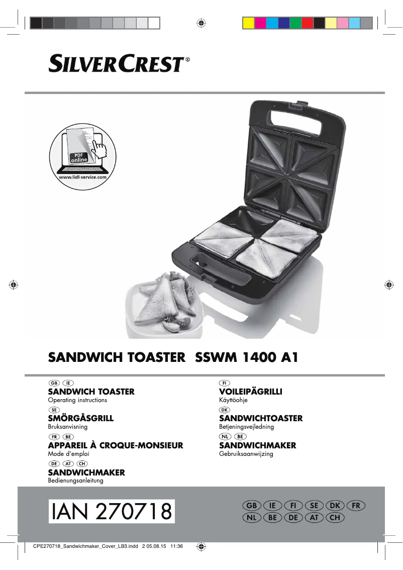 Page 1 de la notice Manuel utilisateur SilverCrest SSWM 1400 A1