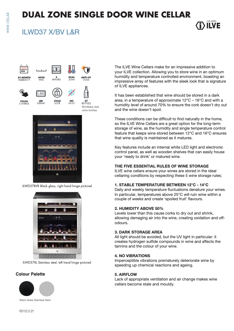 Page 1 de la notice Fiche technique Ilve ILWD37XR