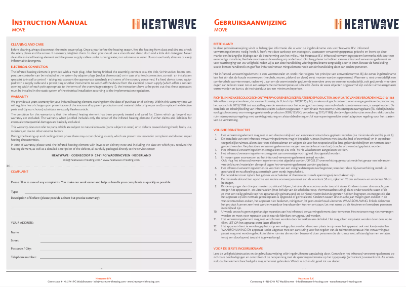 Page 1 de la notice Manuel utilisateur Heatwave Move 600