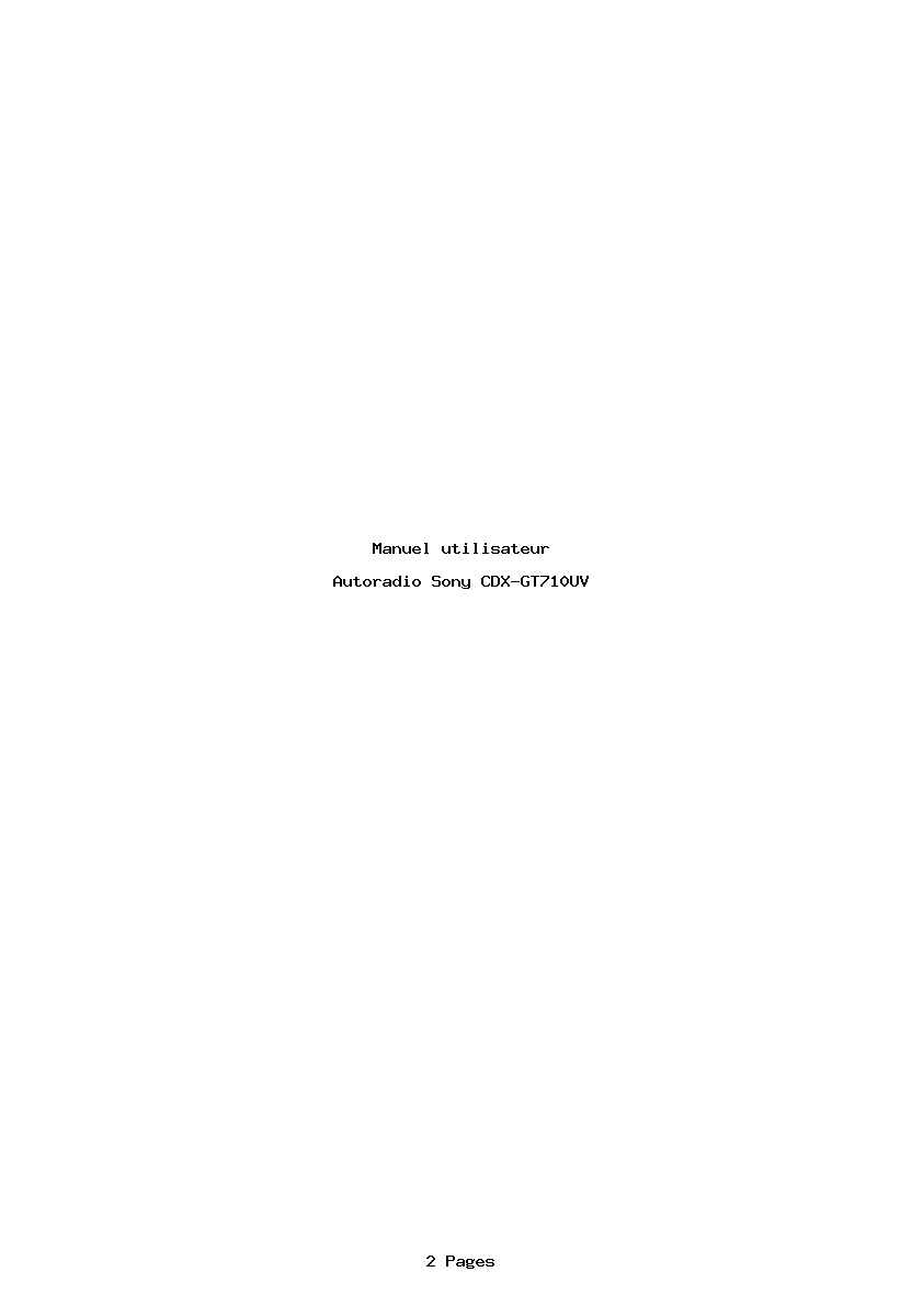 Page 1 de la notice Manuel utilisateur Sony CDX-GT710UV