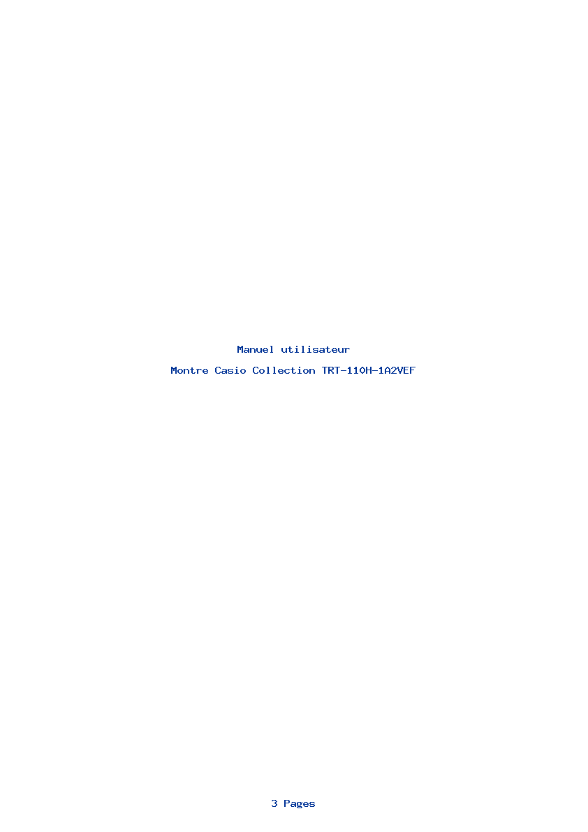 Page 1 de la notice Manuel utilisateur Casio Collection TRT-110H-1A2VEF