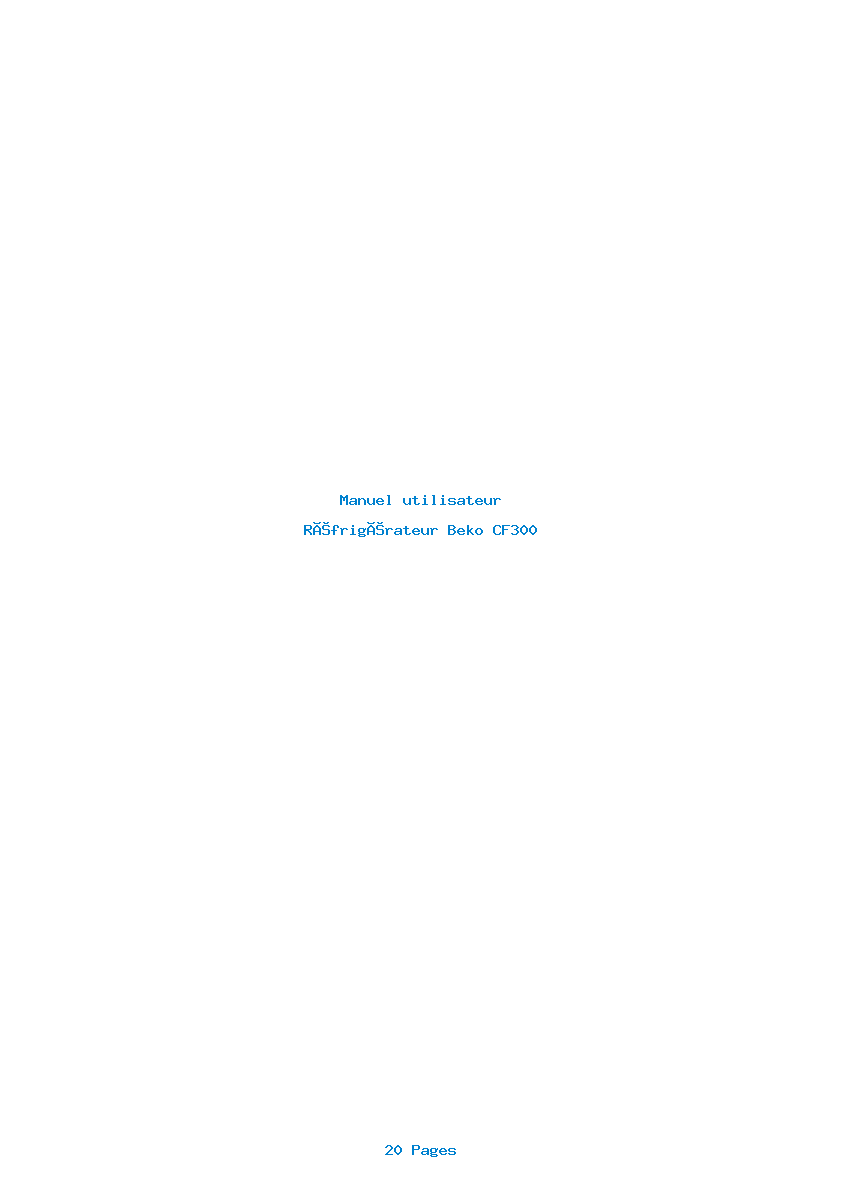 Page 1 de la notice Manuel utilisateur Beko CF300