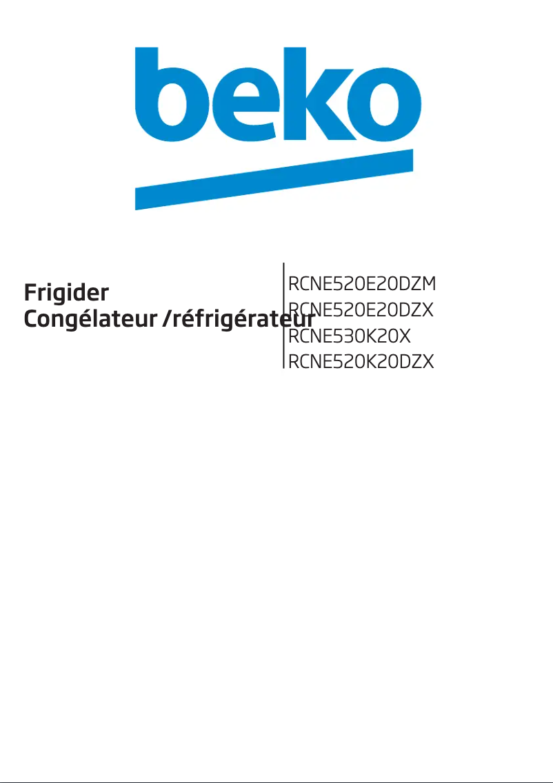 Page 1 de la notice Manuel utilisateur Beko RCNE520E20DZX