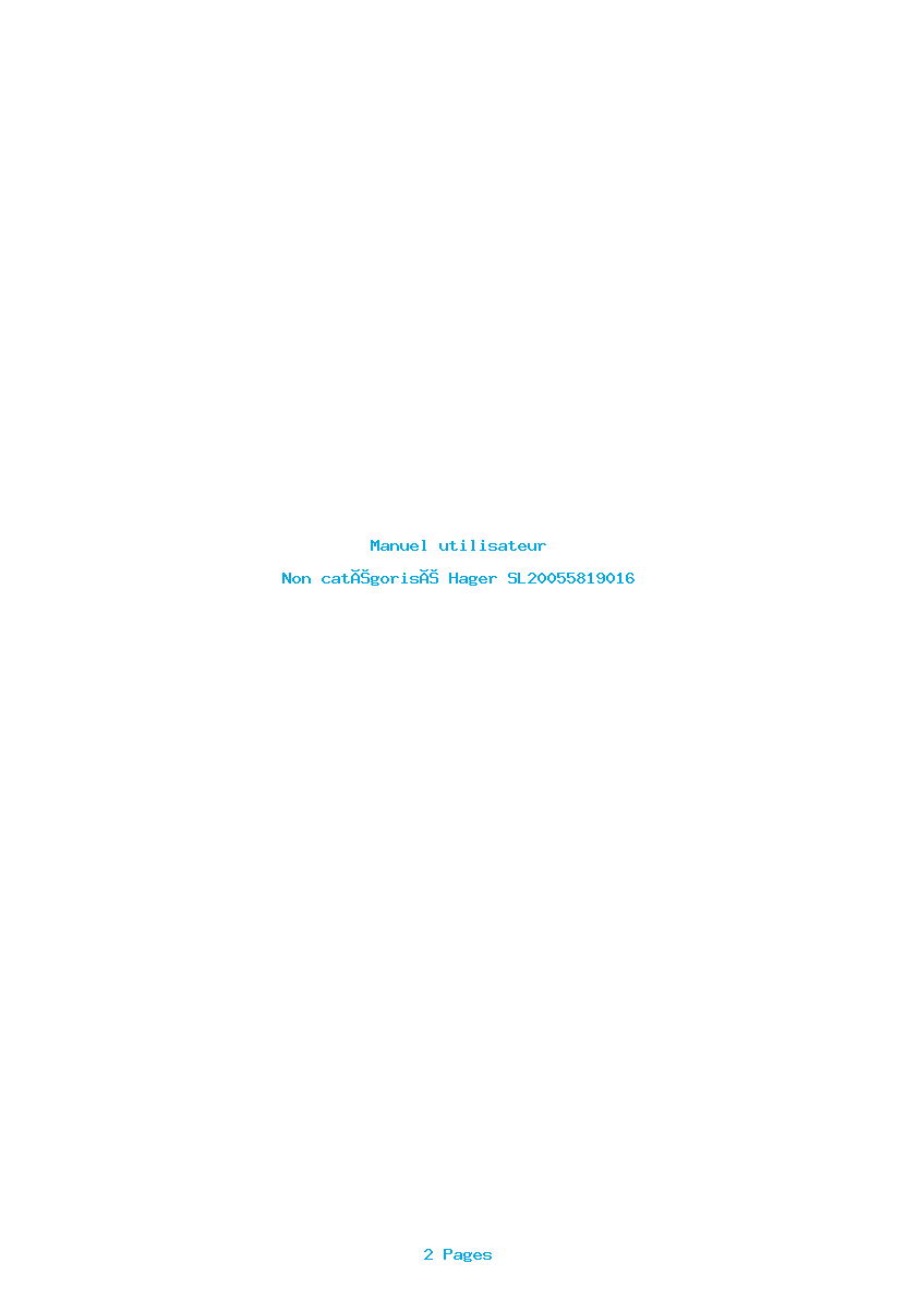 Page 1 de la notice Manuel utilisateur Hager SL20055819016