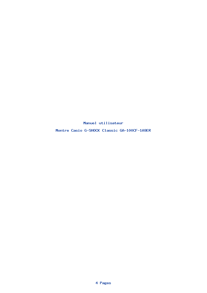 Page 1 de la notice Manuel utilisateur Casio G-SHOCK Classic GA-100CF-1A9ER