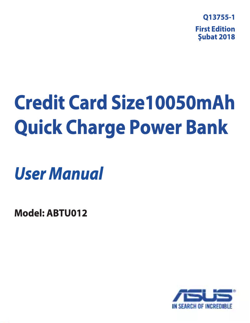 Page 1 de la notice Manuel utilisateur Asus ZenPower 10050C ABTU012