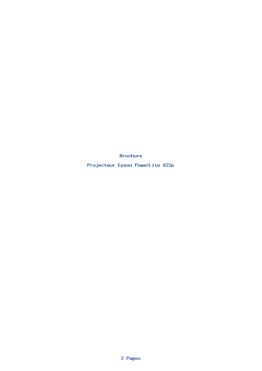 Page 1 de la notice Brochure Epson PowerLite 822p