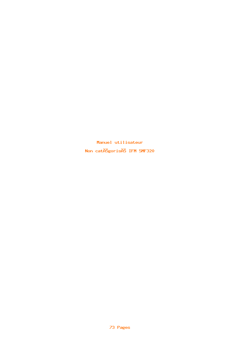 Page 1 de la notice Manuel utilisateur IFM SMF320