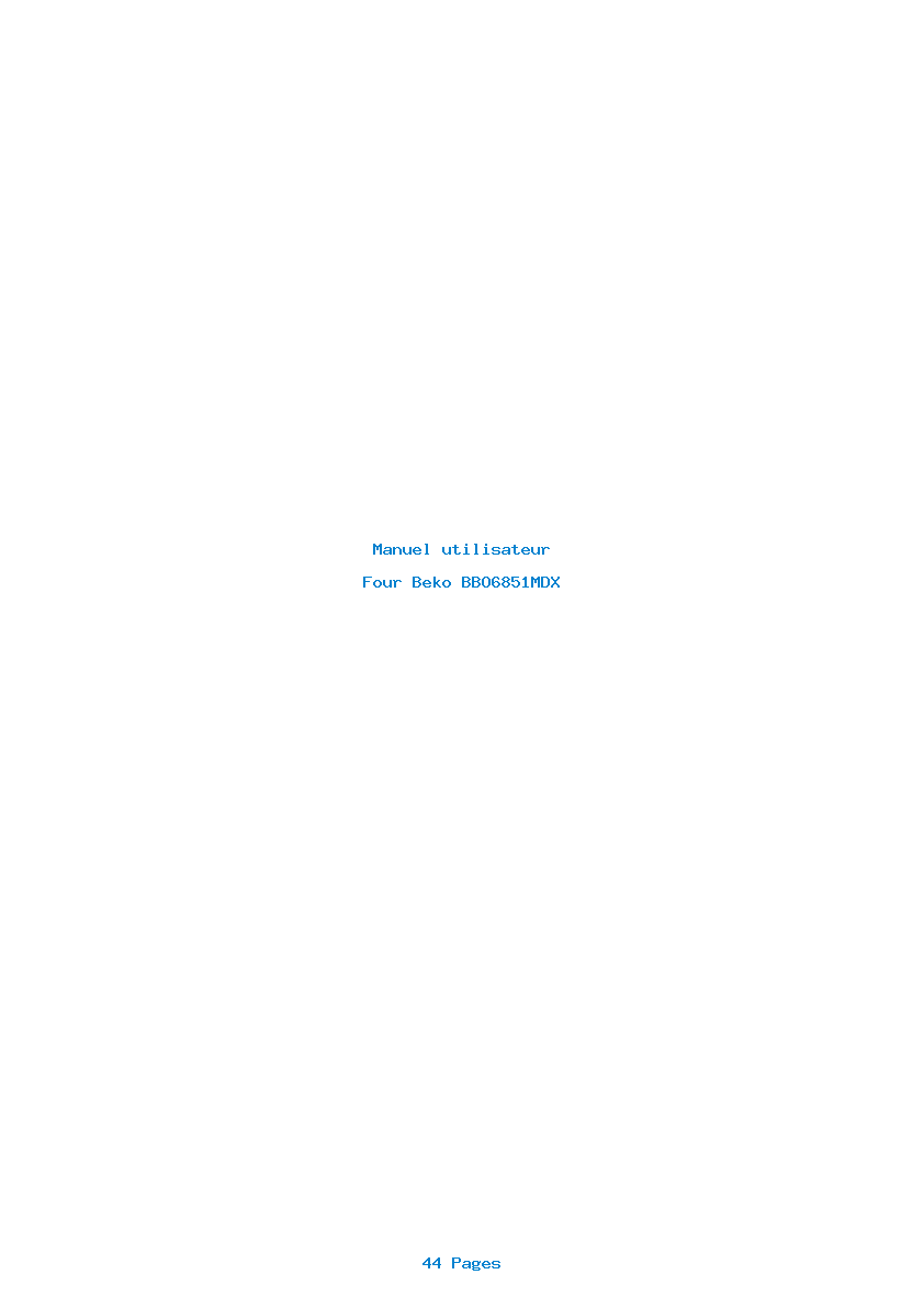 Page 1 de la notice Manuel utilisateur Beko BBO6851MDX