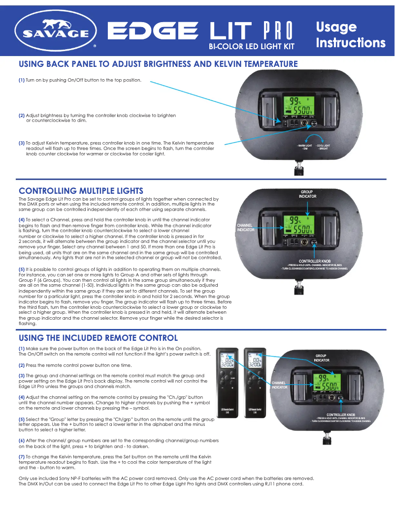 Page 1 de la notice Manuel utilisateur Savage Edge Lit Pro