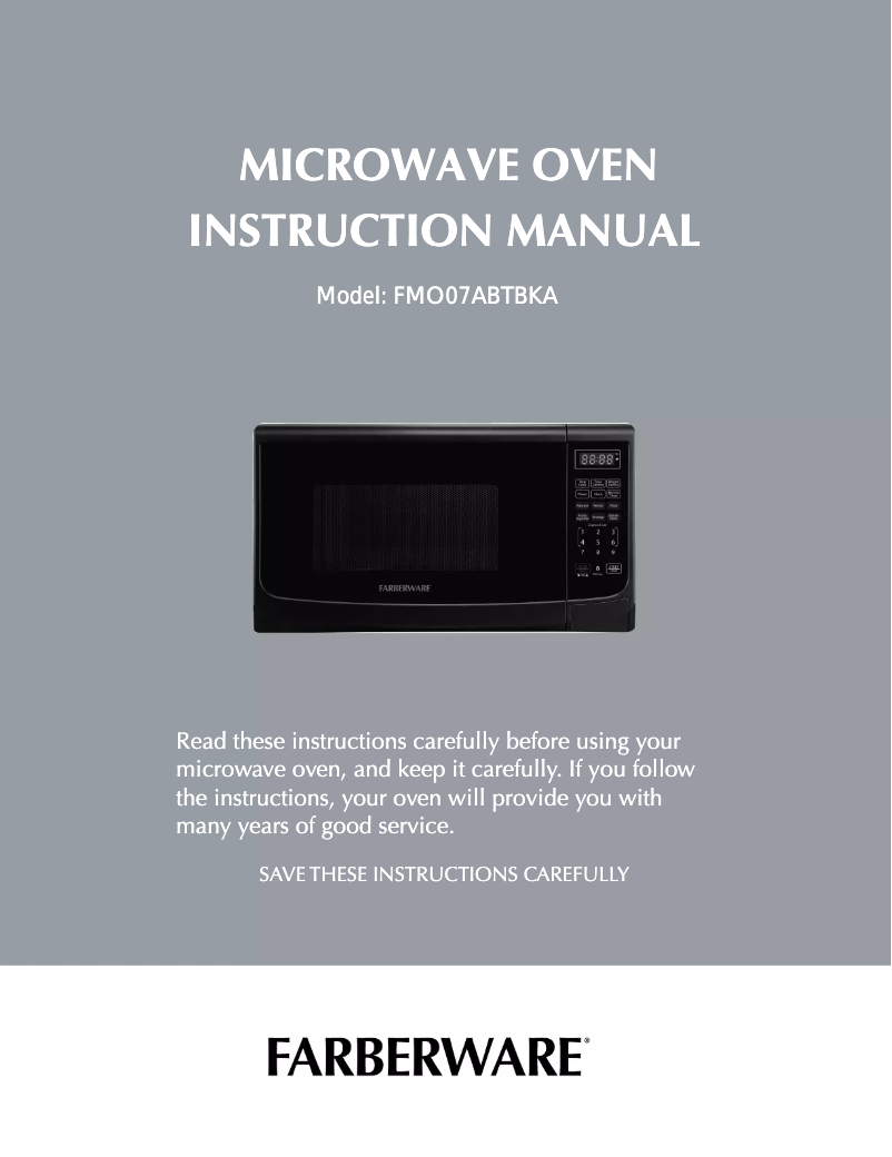 Page 1 de la notice Manuel utilisateur Farberware FMO07ABTBKA