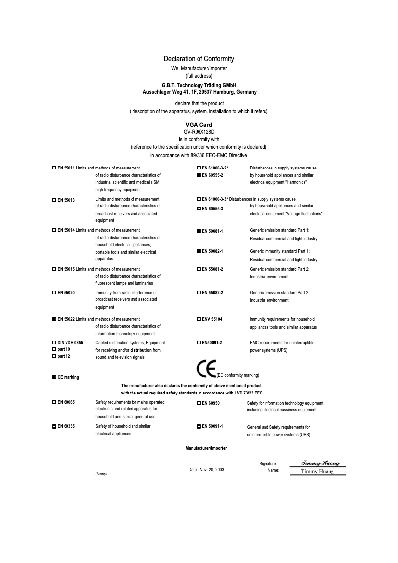 Página 1 del manual Manual de usuario Gigabyte GV-R96X128D