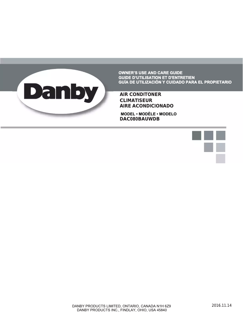 Page 1 de la notice Manuel utilisateur Danby DAC080BAUWDB