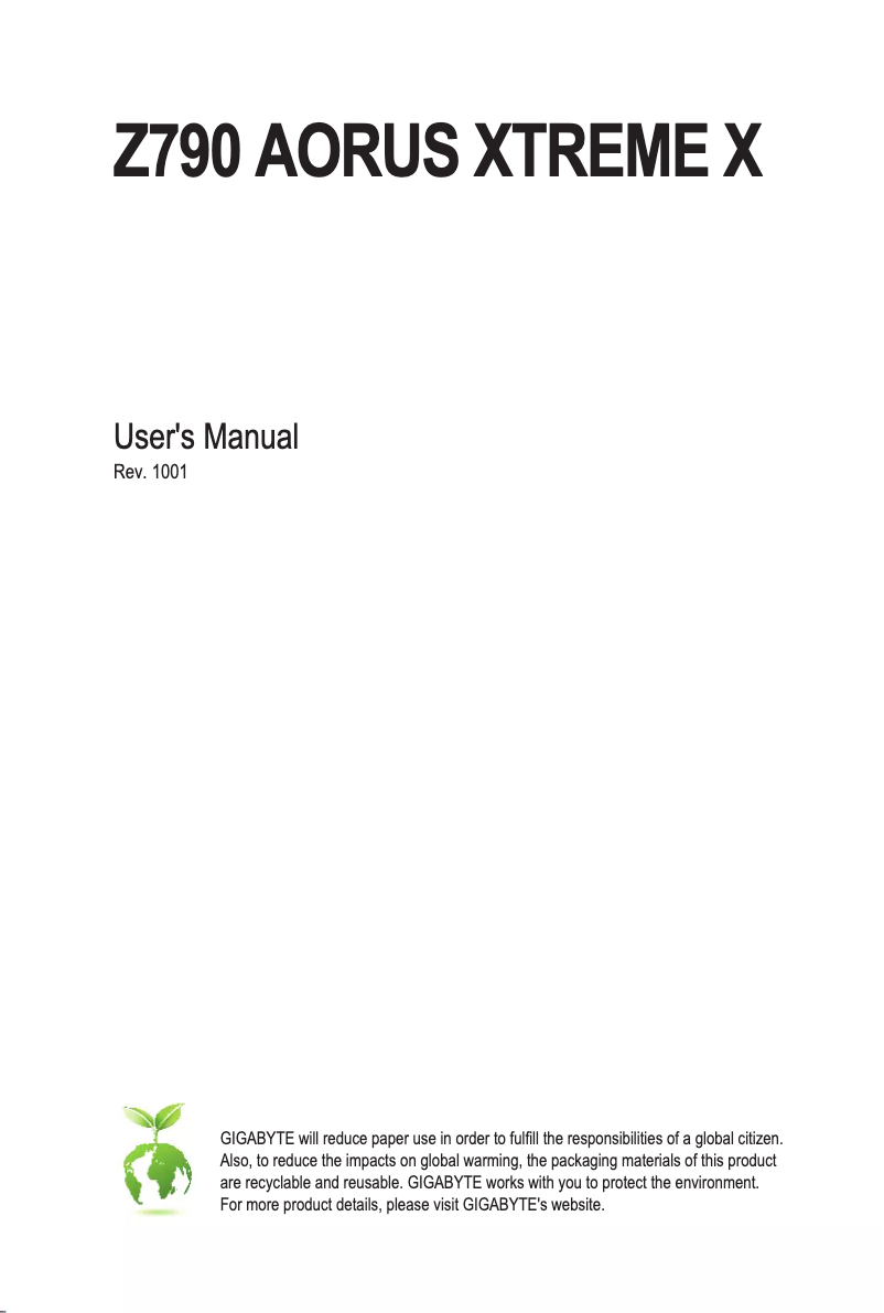 Page 1 de la notice Manuel utilisateur Gigabyte Z790 Aorus XTREME X