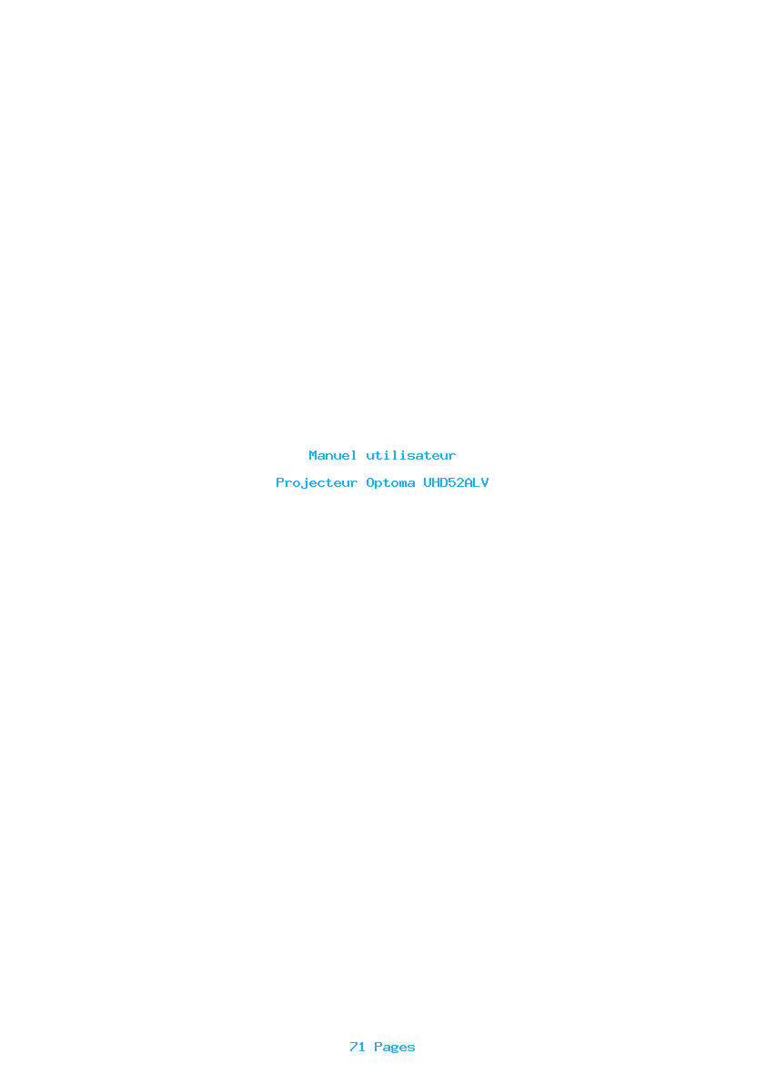 Page 1 de la notice Manuel utilisateur Optoma UHD52ALV