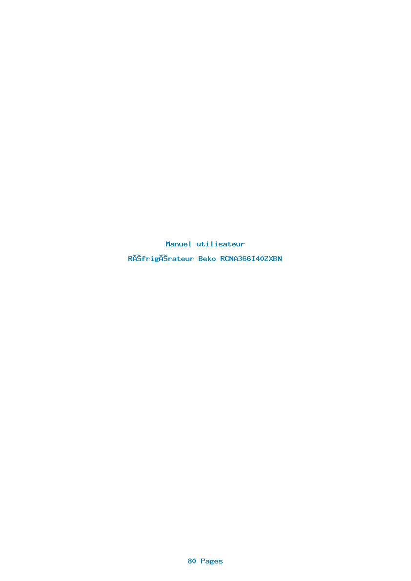 Page 1 de la notice Manuel utilisateur Beko RCNA366I40ZXBN