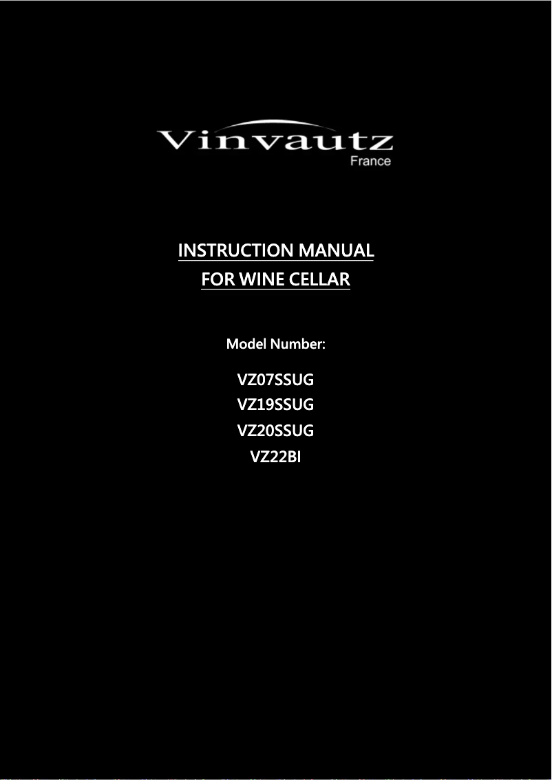 Page 1 of the manual User Manual Vinvautz VZ19SSUG