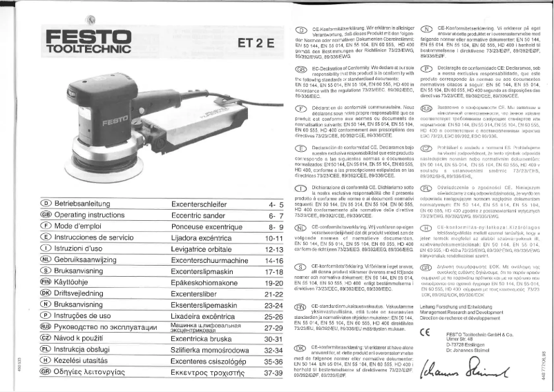 Page 1 de la notice Manuel utilisateur Festo ET 2 E