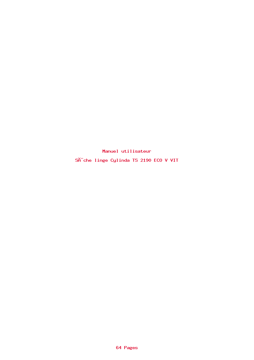 Page 1 de la notice Manuel utilisateur Cylinda TS 2190 ECO V VIT