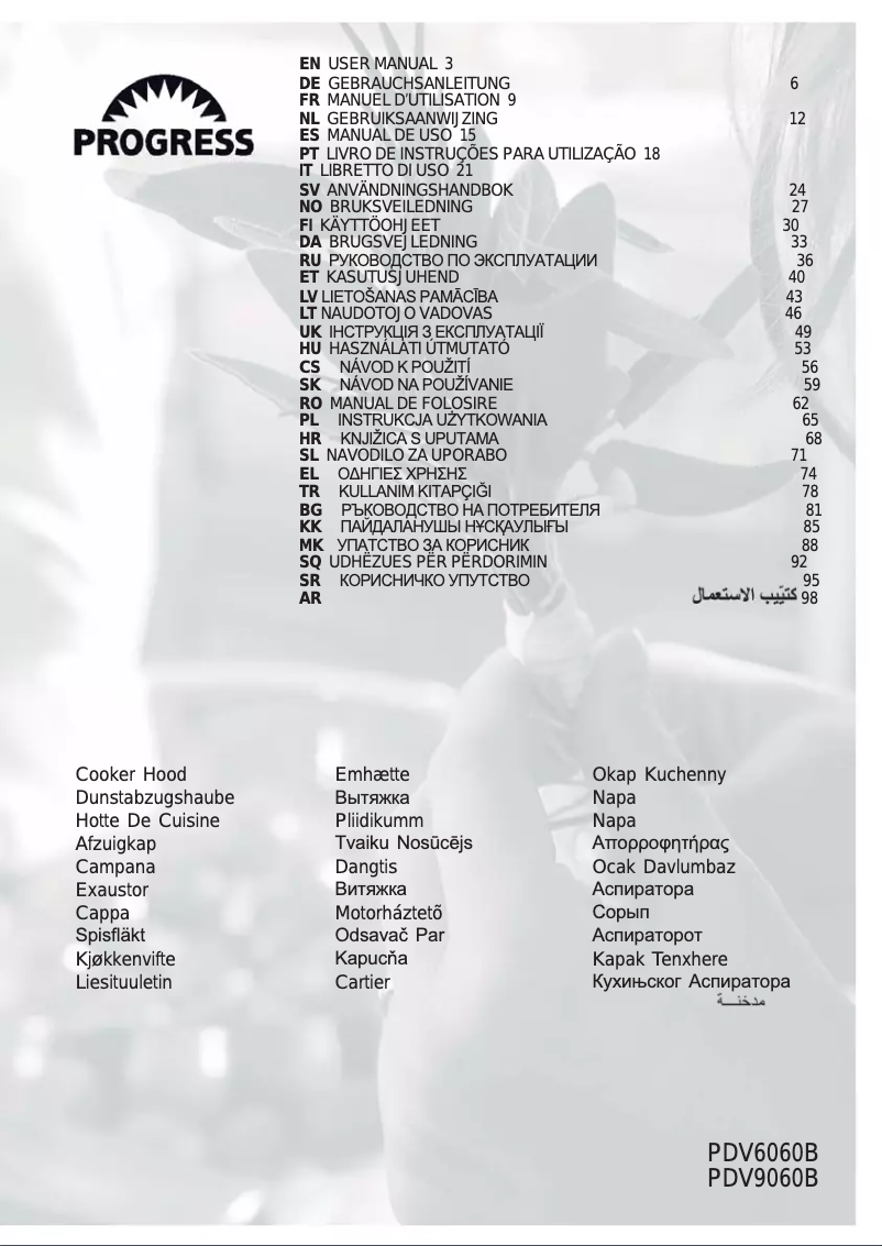 Page 1 de la notice Manuel utilisateur Progress PDV9060B