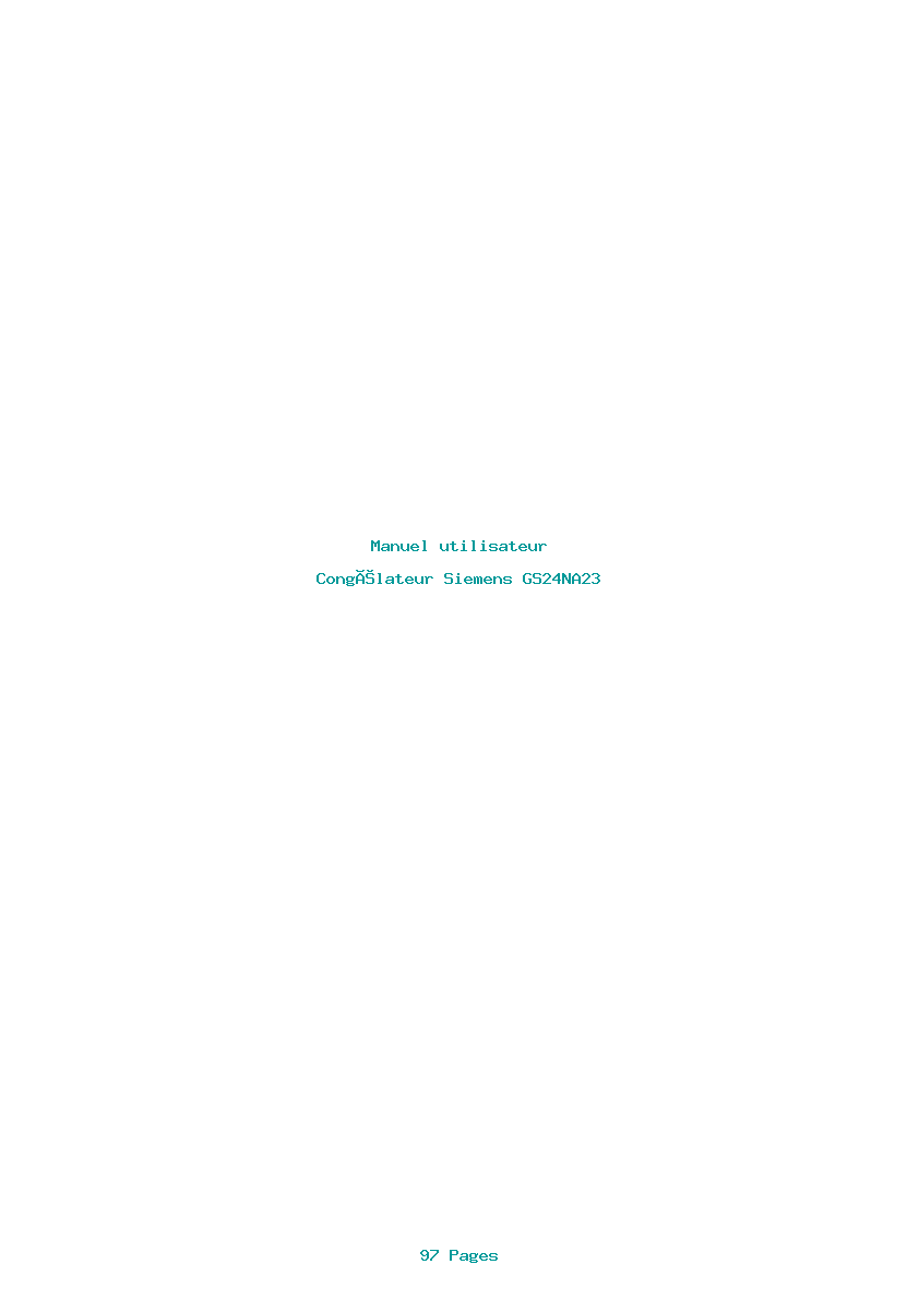 Page 1 de la notice Manuel utilisateur Siemens GS24NA23