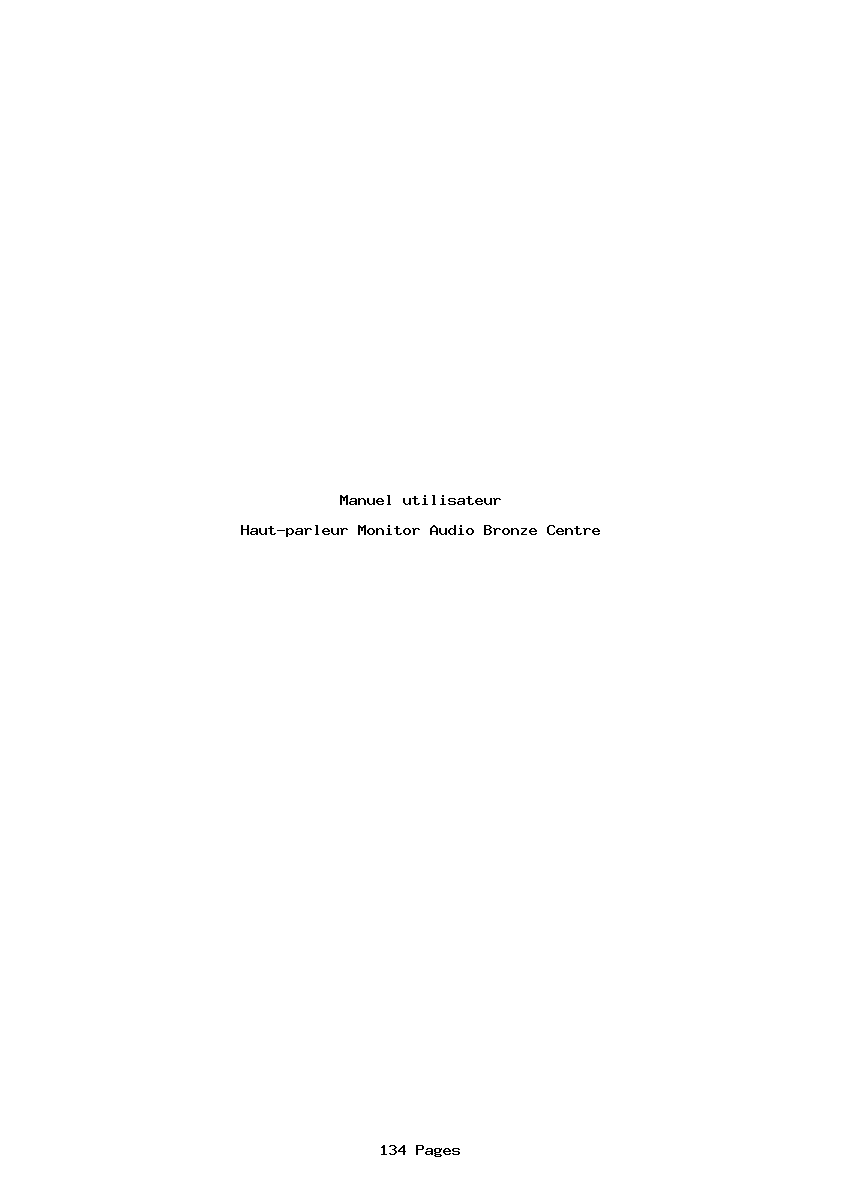 Page 1 de la notice Manuel utilisateur Monitor Audio Bronze Centre