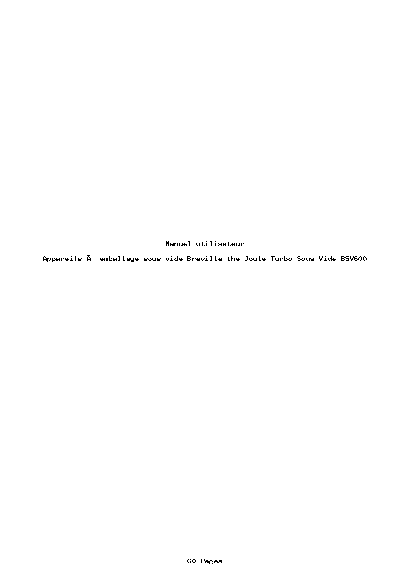 Page 1 de la notice Manuel utilisateur Breville the Joule Turbo Sous Vide BSV600