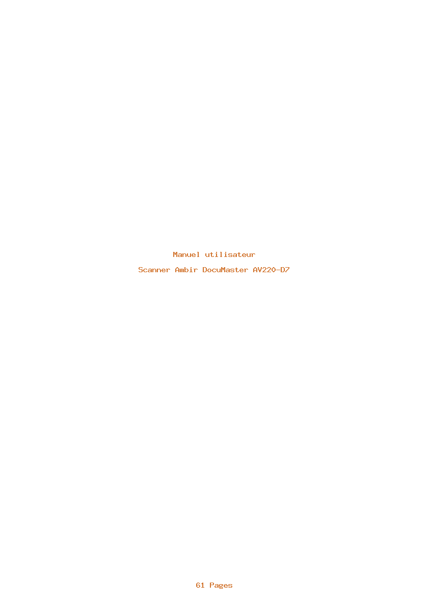 Page 1 de la notice Manuel utilisateur Ambir DocuMaster AV220-D7