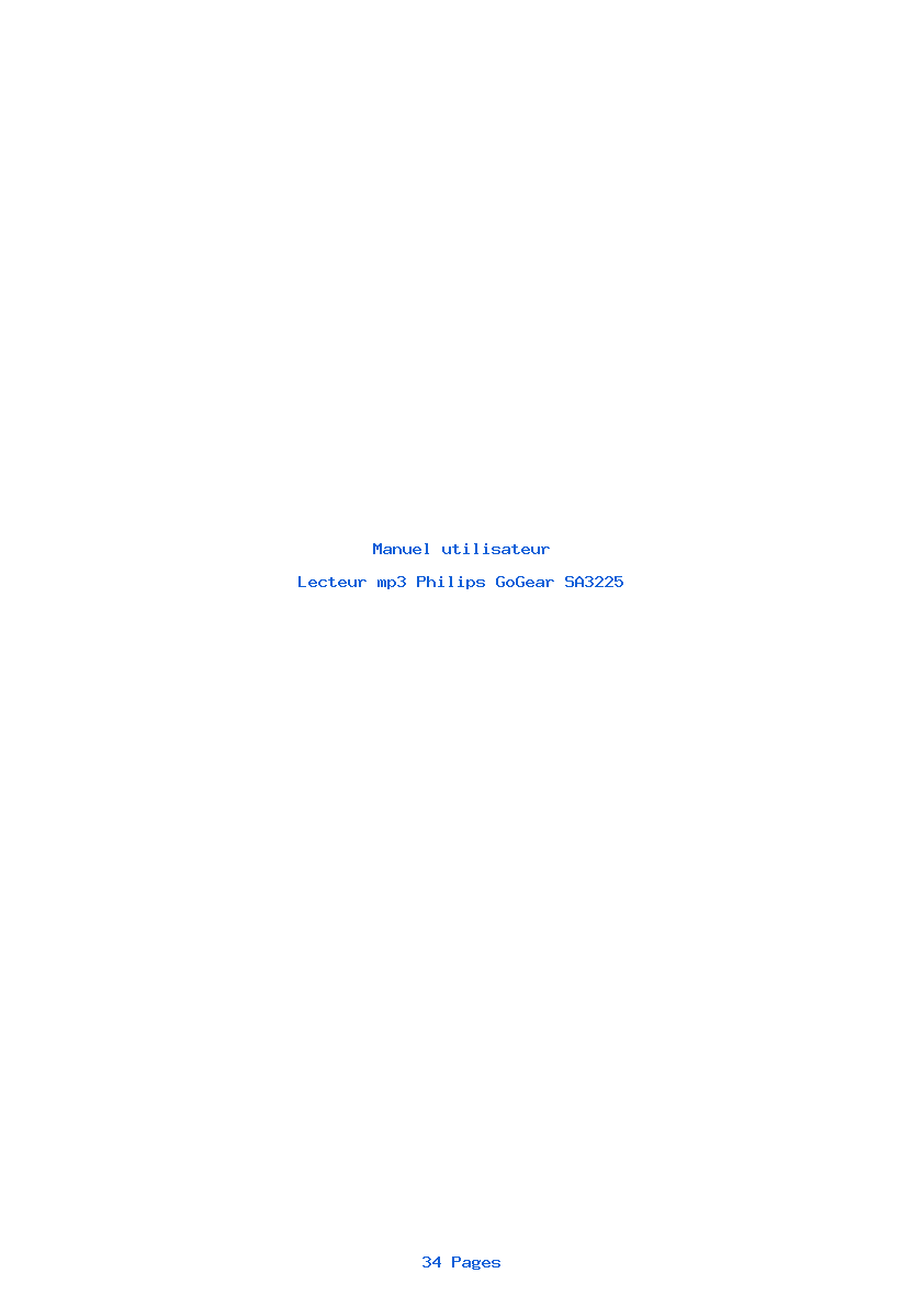 Page 1 de la notice Manuel utilisateur Philips GoGear SA3225