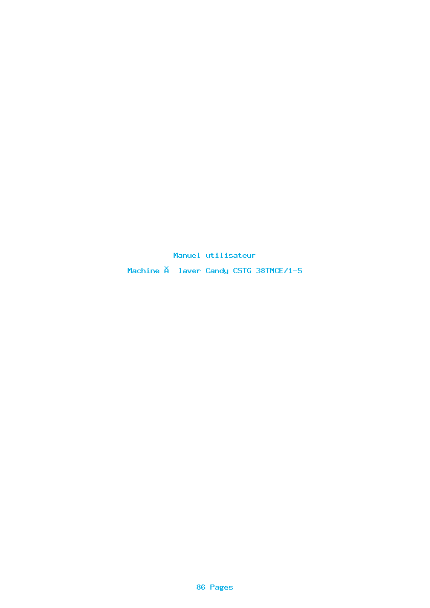 Page 1 de la notice Manuel utilisateur Candy CSTG 38TMCE/1-S