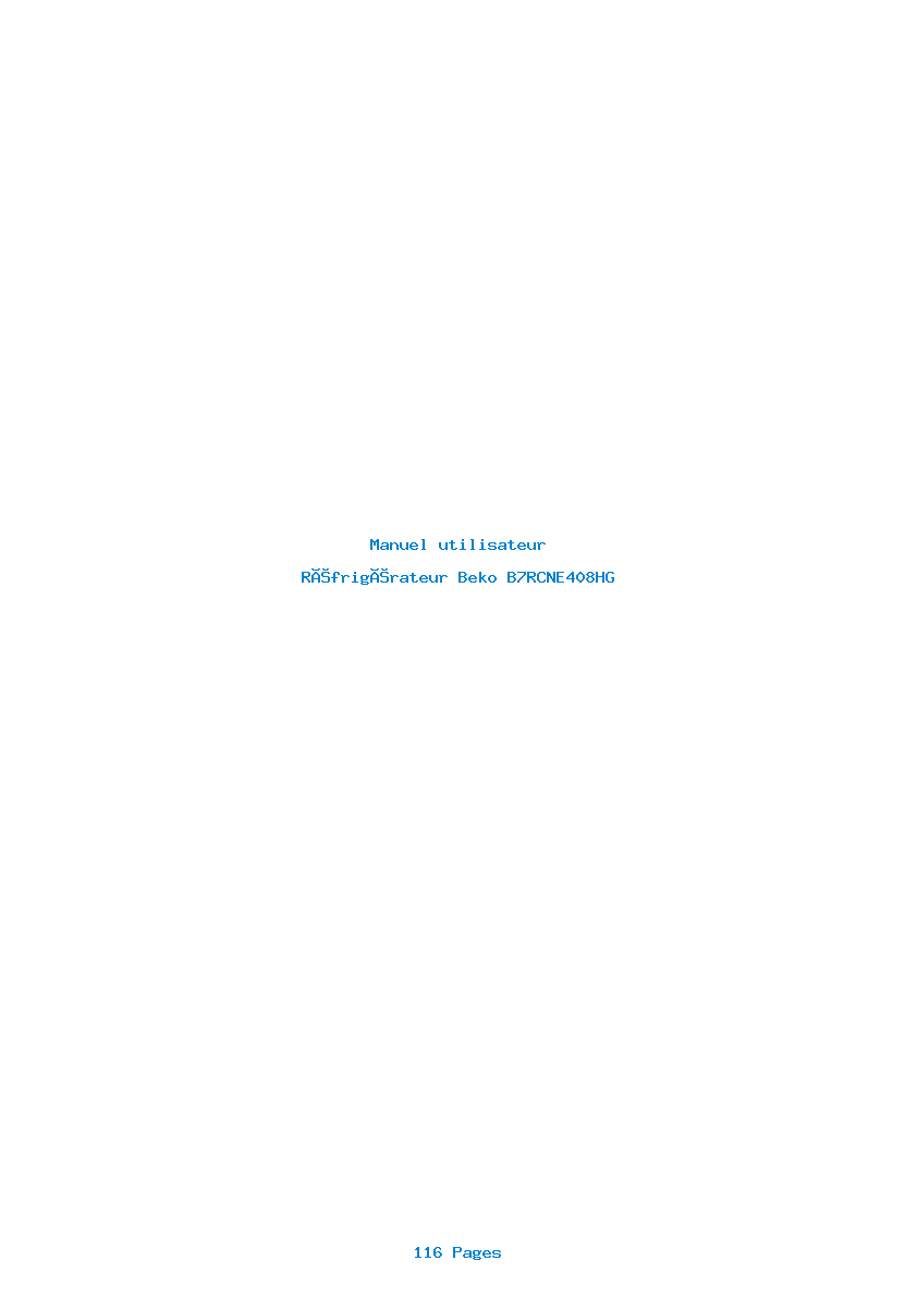 Page 1 de la notice Manuel utilisateur Beko B7RCNE408HG