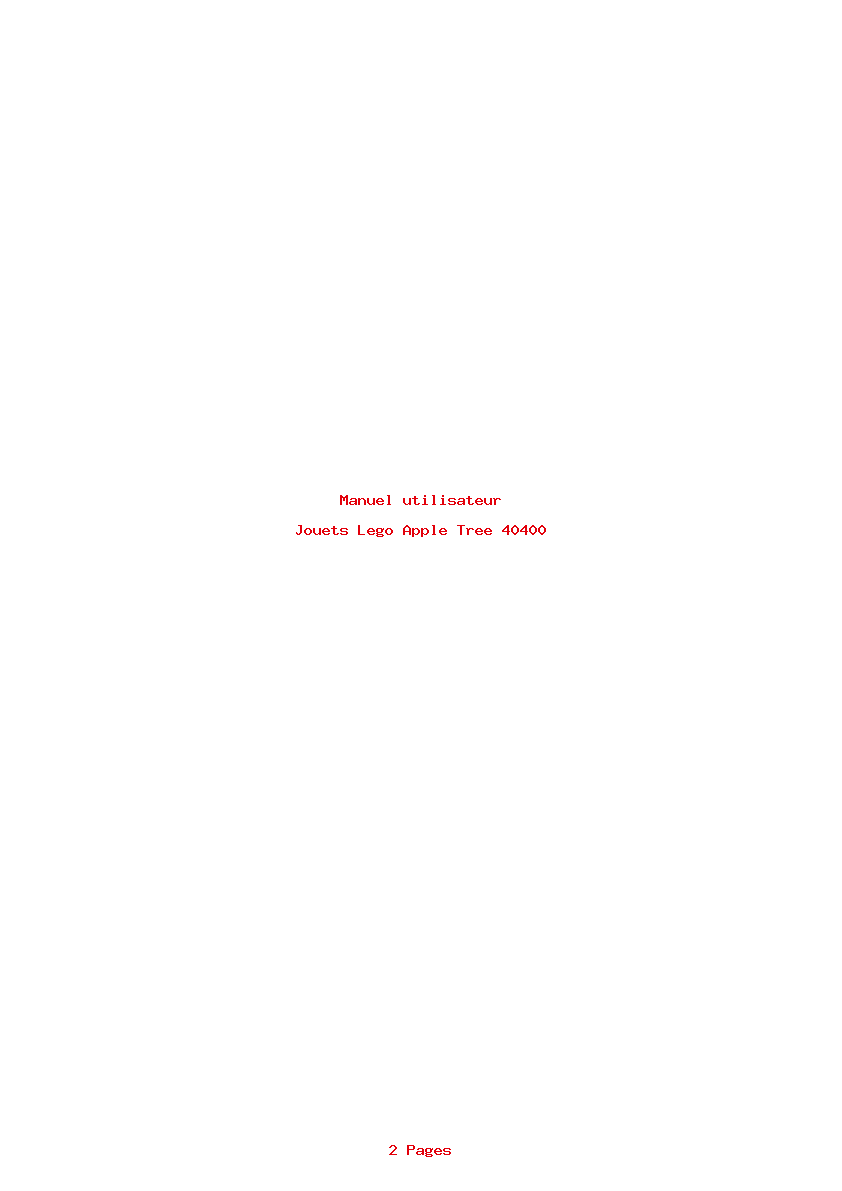 Page 1 de la notice Manuel utilisateur Lego Apple Tree 40400
